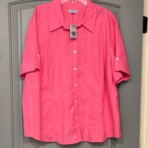 NWT IZOD Vibrant Pink Casual Button Down Shirt